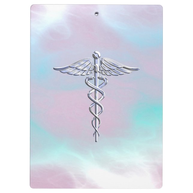 Carpeta De Pinza Chrome como Caduceus Símbolo médico Madre Perla (Reverso)
