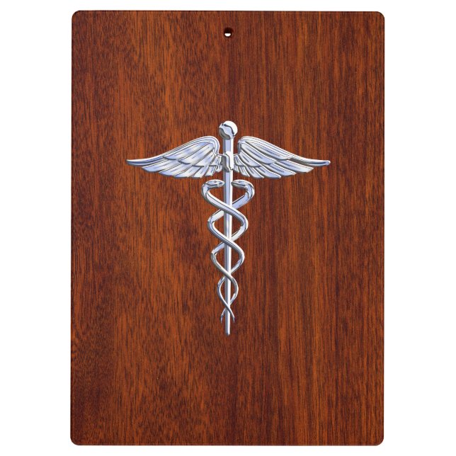 Carpeta De Pinza Chrome como símbolo médico de Caduceus Mahogany Br (Reverso)