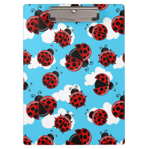 Carpeta De Pinza Cielo Azul Nubes Blancas Escarabajo Mariquita Roja