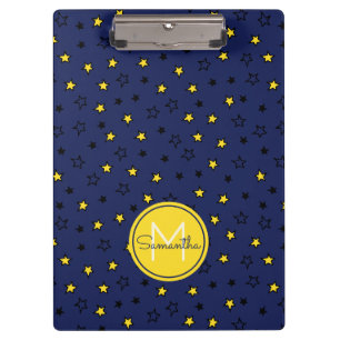 Carpeta De Pinza Cielo Nocturno Estrellas Lindas sobre Patrón de Mo