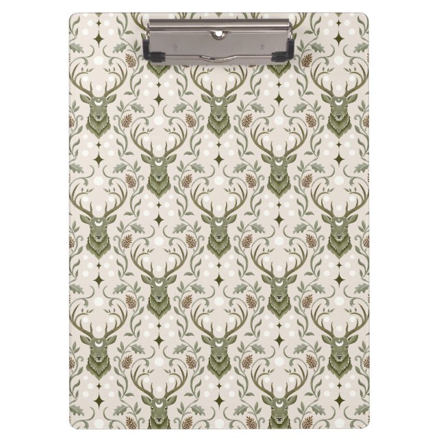 Carpeta De Pinza Ciervo Tribal Boho, Soñando con Ciervos (Anverso)