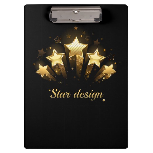 Carpeta De Pinza Cinco estrellas de oro en negro (Anverso)