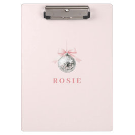 Carpeta De Pinza Cinta rosa Coquette Disco Ball personalizada