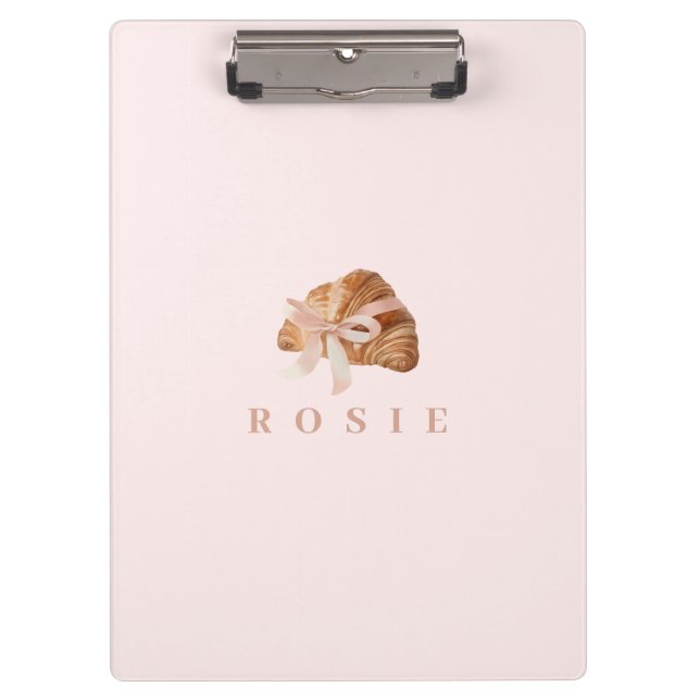 Carpeta De Pinza Cinta rosa Croissant de Coquette Personalizada (Anverso)