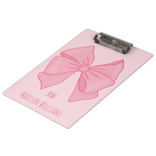 Carpeta De Pinza Cinta Rosa Monograma y Nombre de Niña