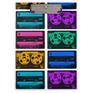 Carpeta De Pinza Cintas de cassette retro coloridas