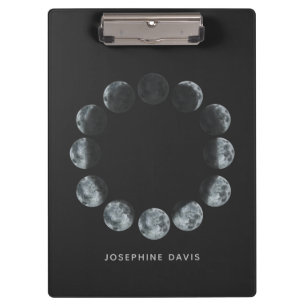 Carpeta De Pinza Círculo de fase lunar personalizado con escuela de