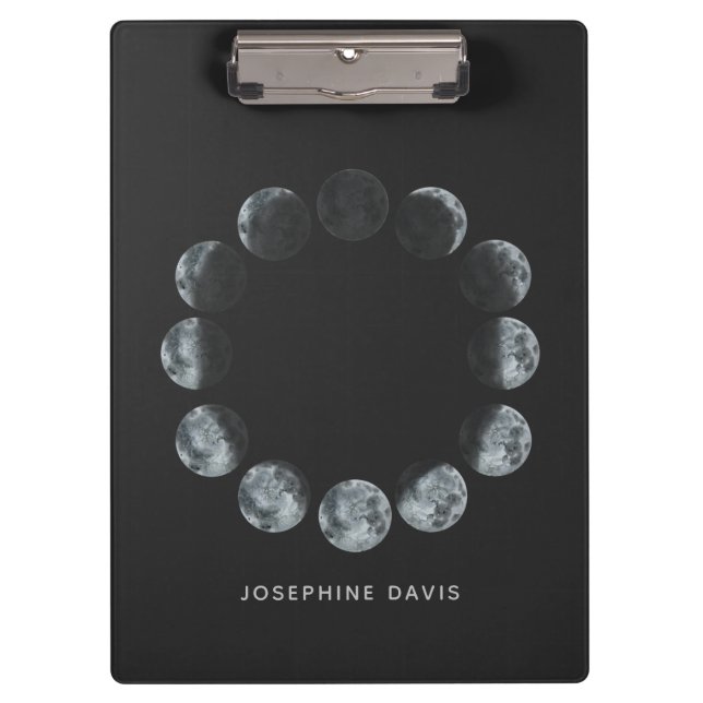 Carpeta De Pinza Círculo de fase lunar personalizado con escuela de (Anverso)