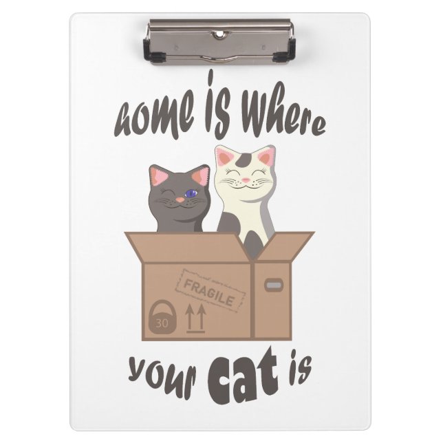 Carpeta De Pinza Cita divertida Home es donde está tu gato (Anverso)