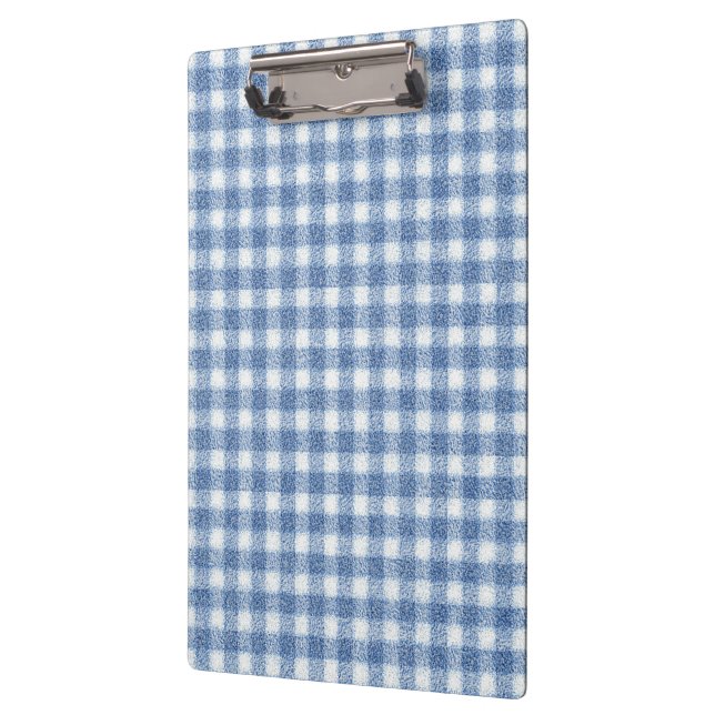 Carpeta De Pinza Clásico Cuadro Gingham Azul y Blanco (Izquierda)