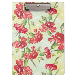 Carpeta De Pinza Claveles rojos en verde con las mariposas