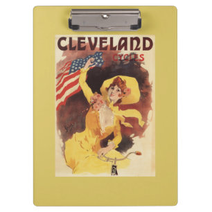 Carpeta De Pinza Cleveland monta en bicicleta al chica americano en