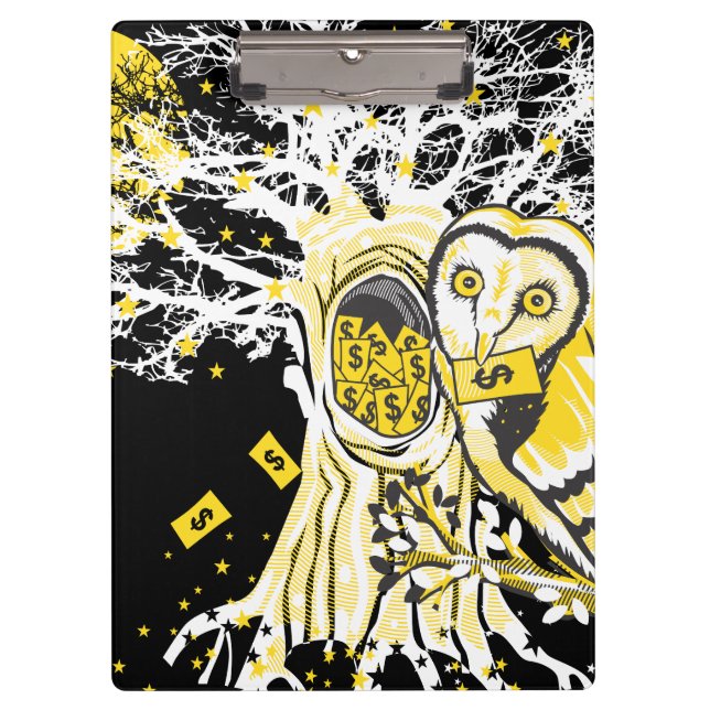 Carpeta De Pinza Clipboard Urban Tree Owl & Wealth Surreal Pop-Art (Anverso)