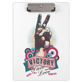 Carpeta De Pinza Clipboard – Victory Peace & Love Pop-Art Design