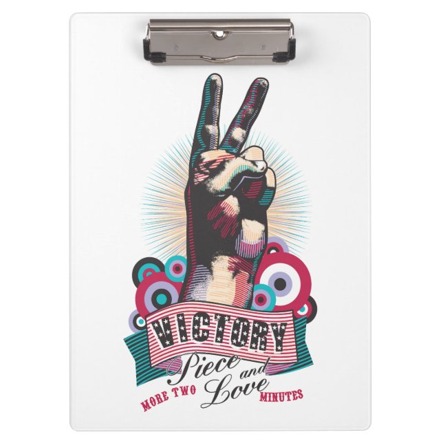 Carpeta De Pinza Clipboard – Victory Peace & Love Pop-Art Design (Anverso)