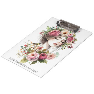 Carpeta De Pinza Clipboard Women with Roses-Wreath