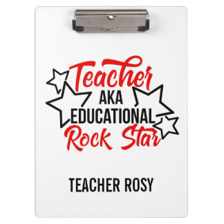 Carpeta De Pinza Clipboards para profesores rojos y estrellas del r