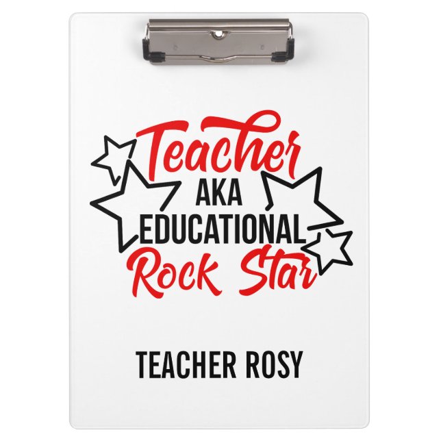 Carpeta De Pinza Clipboards para profesores rojos y estrellas del r (Anverso)