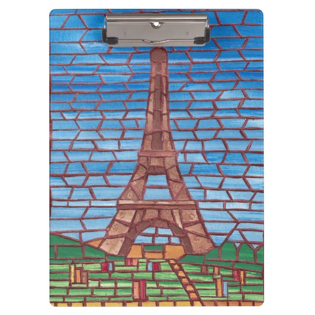 Carpeta De Pinza Clipboards Personalizado de la Torre Eiffel Mosaic (Anverso)