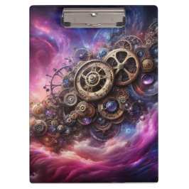 Carpeta De Pinza Clockwork industrial Steampunk Purple and Pink