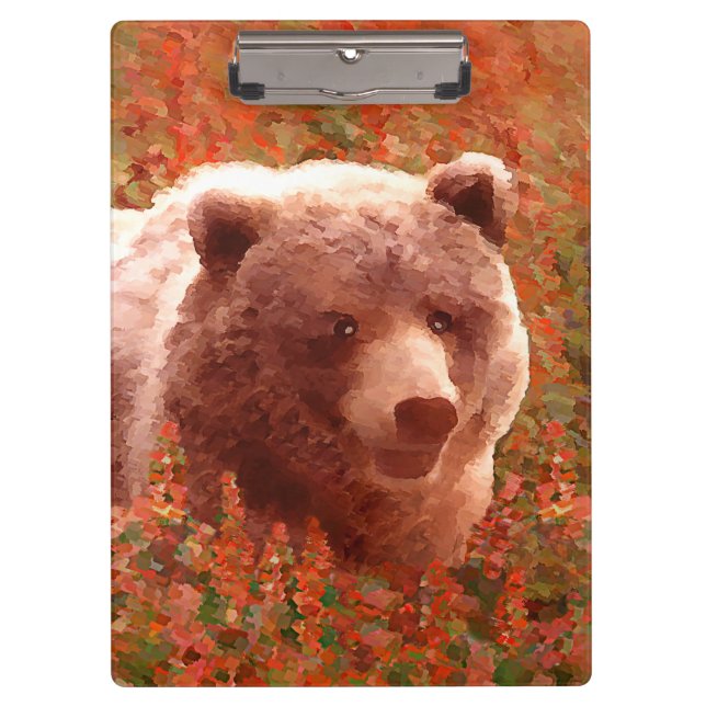 Carpeta De Pinza Club de oso pardo en pintura de marihuana de fuego (Anverso)