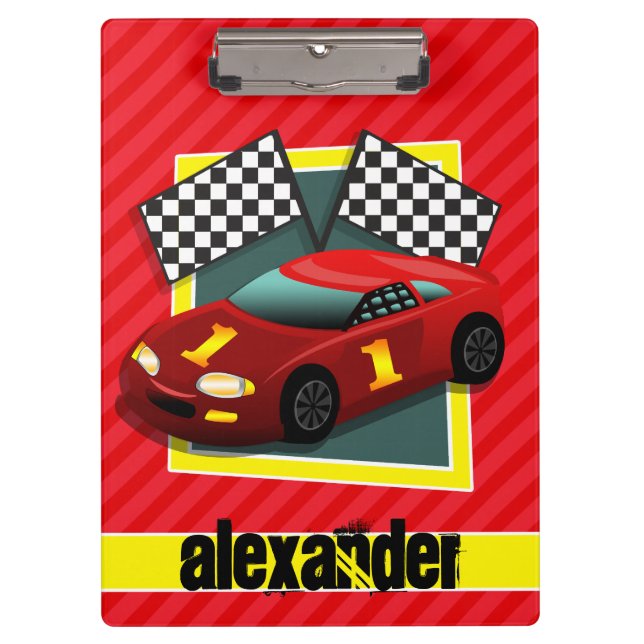 Carpeta De Pinza Coche de raza roja; franjas rojas escarlatas (Anverso)