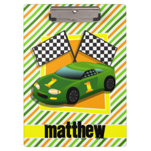 Carpeta De Pinza Coche verde, amarillo y Naranja, rayas