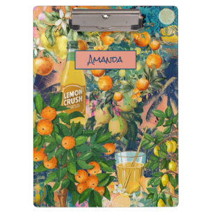 Carpeta De Pinza Colage de baldosas florales de cítrico siciliano n