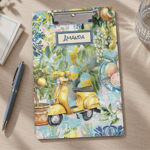Carpeta De Pinza Colage floral cítrico siciliano azul chic