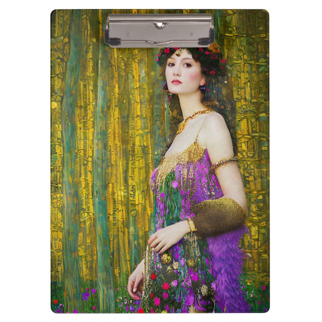 Carpeta De Pinza Collage al estilo Klimt retrato de una mujer (Anverso)