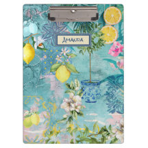 Collage chic azul turquesa siciliano floral cítric