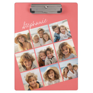 Carpeta De Pinza Collage de fotos de Instagram Coral con 9 fotos