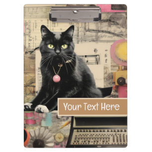 Carpeta De Pinza Collage de gato negro con patas blancas