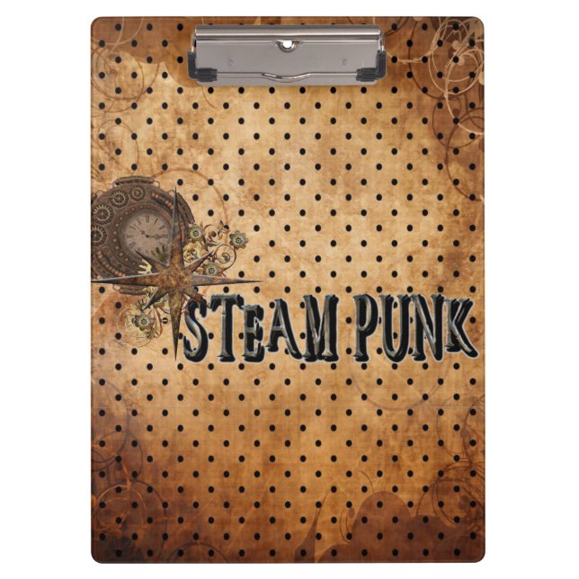 Carpeta De Pinza Collage de palabras Steampunk (Anverso)