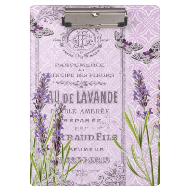 Carpeta De Pinza Collage francés de las flores de lavanda (Anverso)