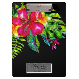 Carpeta De Pinza Color Brillante Floral Tropical Hojas de Hibisco