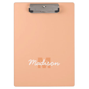 Carpeta De Pinza Color melocotón pastel genial con nombre de monogr