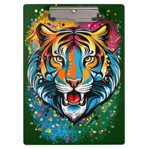 Carpeta De Pinza Colores de arcoíris de cabeza de tigre pintan manc