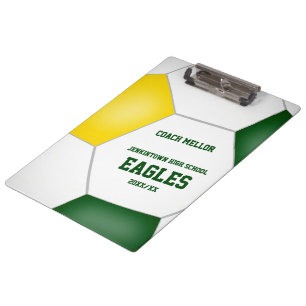 Carpeta De Pinza Colores de equipo verde dorado entrenador de fútbo