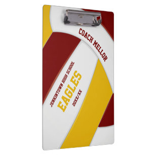 Carpeta De Pinza colores del equipo de voleibol entrenador granate