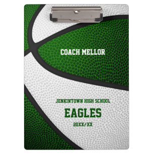 Carpeta De Pinza colores del equipo verde blanco nombre del entrena