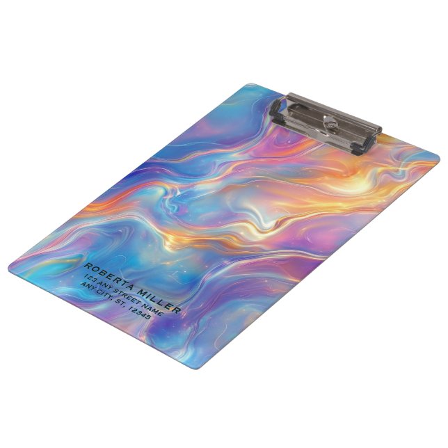 Carpeta De Pinza Colorful opal swirly flowing marble texture (Angular)