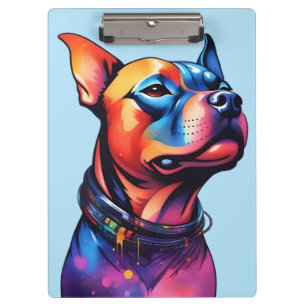 Carpeta De Pinza Colorido diseño de Cyberpunk Bull Terrier,