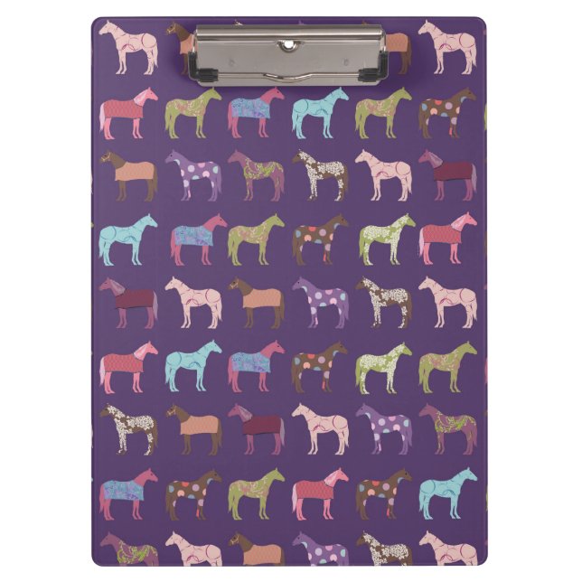 Carpeta De Pinza Colorido patrón de caballo (Anverso)
