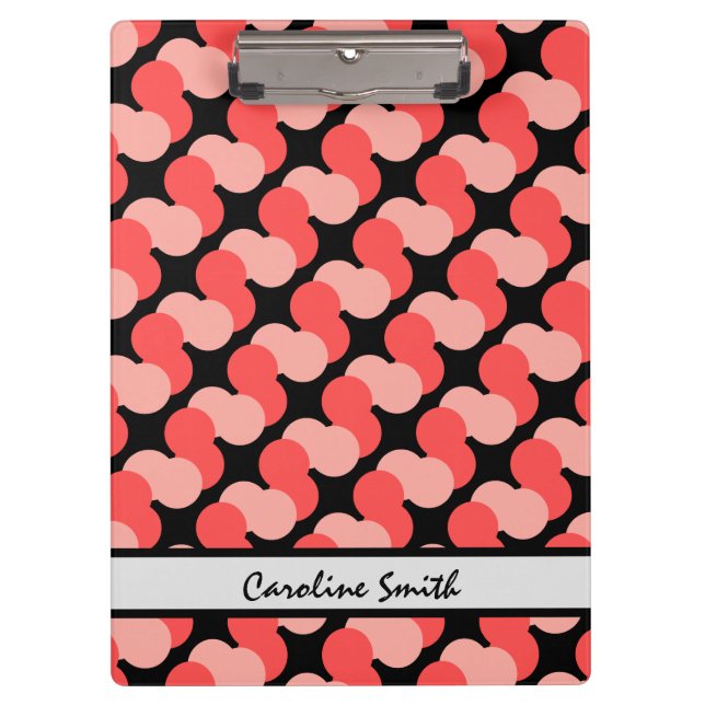 Carpeta De Pinza Colorido (rosa sobre negro) moderno, personalizado (Anverso)