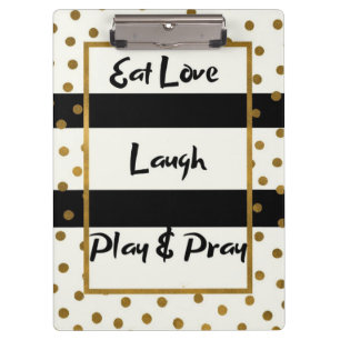 Carpeta De Pinza Comer amor reír rezar rezar puntos de oro negro po