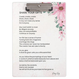 Carpeta De Pinza Comparte tus regalos Poema de empoderamiento Inspi