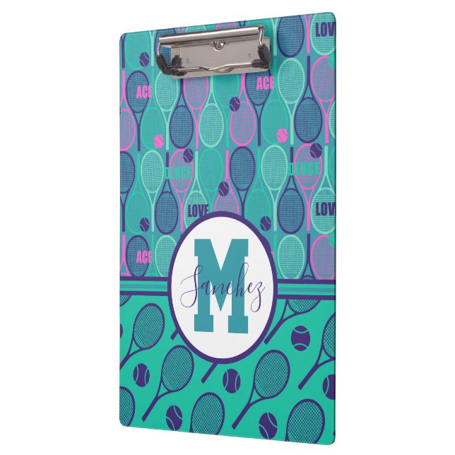 Carpeta De Pinza Con nombre Minty y raquetas de tenis violetas  (Izquierda)