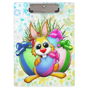Carpeta De Pinza Conejo divertido mordiendo un huevo de Pascua