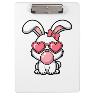 Carpeta De Pinza Conejo Kawaii Juguetón con Burbuja de Chicle